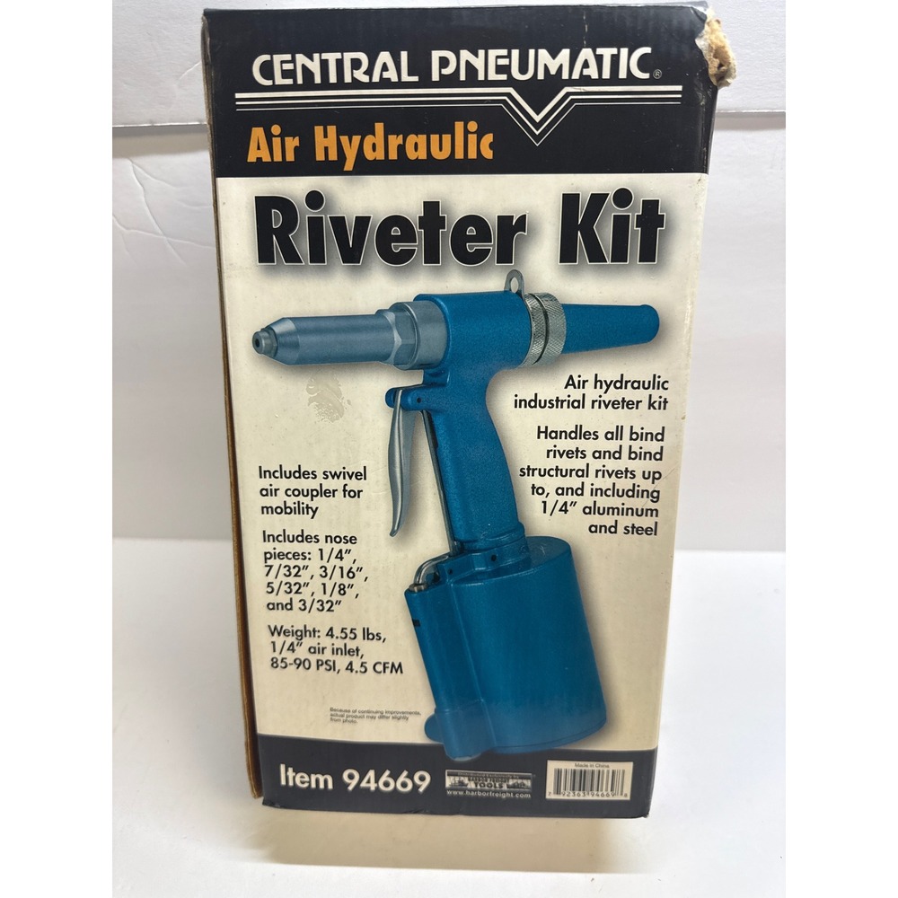 Central Pneumatic Air Hydraulic Riveter Kit Item 94669 Industrial Blue Tool